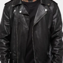 Saint Morta Roadhouse Leather Biker Jacket Black -Nuvora Fit Sales 02014157 YB001 normal 00044