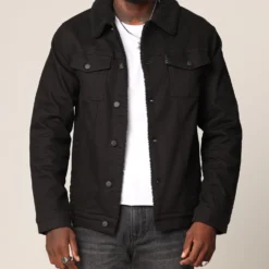 Saint Morta Sherpa Denim Jacket Black/Black