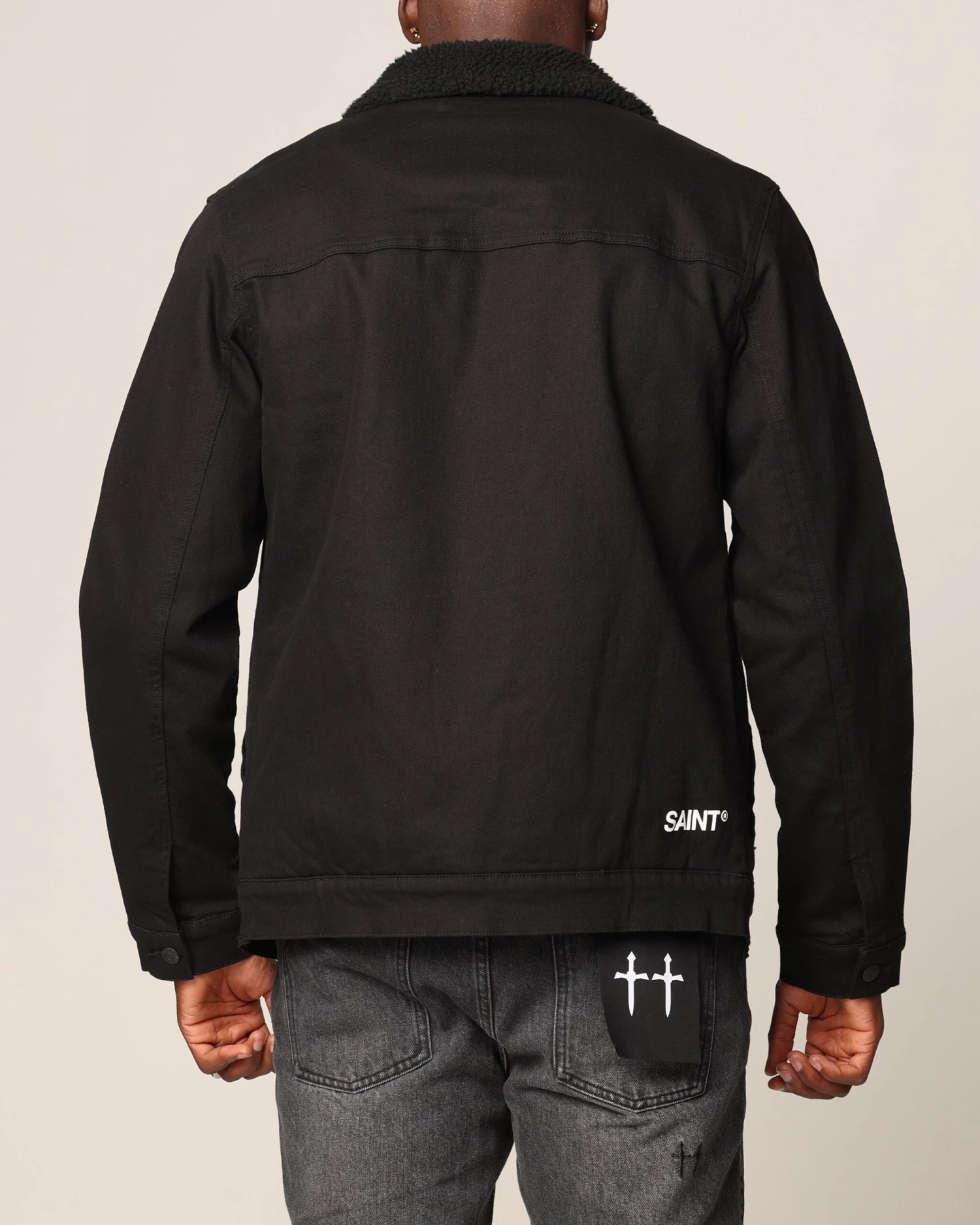 Saint Morta Sherpa Denim Jacket Black/Black 4 Saint Morta Sherpa Denim Jacket Black/Black - Image 2