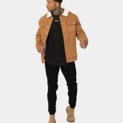 Saint Morta Sherpa Denim Jacket Tan/Cream -Nuvora Fit Sales 02016552 YT899 mens 30