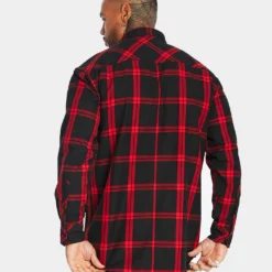 Saint Morta Men's Prima Long Sleeve Flannel Shirt Red/Black -Nuvora Fit Sales 02020574 YR010 mens 045