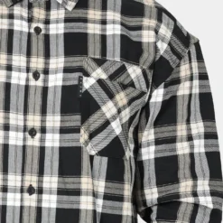 Saint Morta Prima Long Sleeve Flannel Shirt Stone/Black -Nuvora Fit Sales 02020574 YS587 mens 003