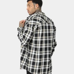 Saint Morta Prima Long Sleeve Flannel Shirt Stone/Black -Nuvora Fit Sales 02020574 YS587 mens 005