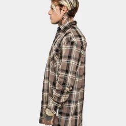Saint Morta Prima Long Sleeve Flannel Shirt Brown -Nuvora Fit Sales 02020574 YX300 mens 050