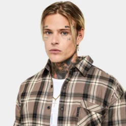 Saint Morta Prima Long Sleeve Flannel Shirt Brown -Nuvora Fit Sales 02020574 YX300 mens 060