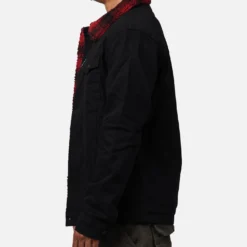 Saint Morta Men's Tartan Sherpa Denim Jacket Black/Red -Nuvora Fit Sales 02021772 YB004 mens 0050