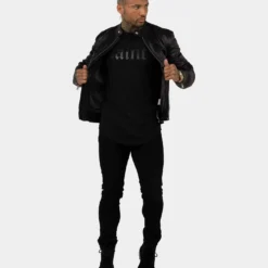 Saint Morta Cremallera Leather Jacket Black -Nuvora Fit Sales 02026684 YB001 mens 0020