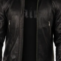 Saint Morta Cremallera Leather Jacket Black -Nuvora Fit Sales 02026684 YB001 mens 0030