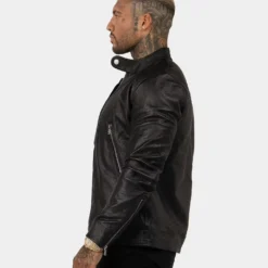 Saint Morta Cremallera Leather Jacket Black -Nuvora Fit Sales 02026684 YB001 mens 0060