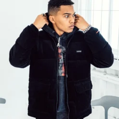 Carré College Cord Puffer Jacket Black