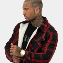 Saint Morta Prima Sherpa Jacket Black/Red