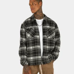 XXIII Vitus Zip Up Flannel Shacket Black/White