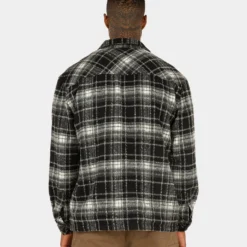 XXIII Vitus Zip Up Flannel Shacket Black/White -Nuvora Fit Sales 02030346 YB012 mens 40