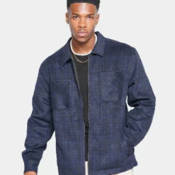 XXIII Vitus Zip Up Flannel Shacket Blue/Black