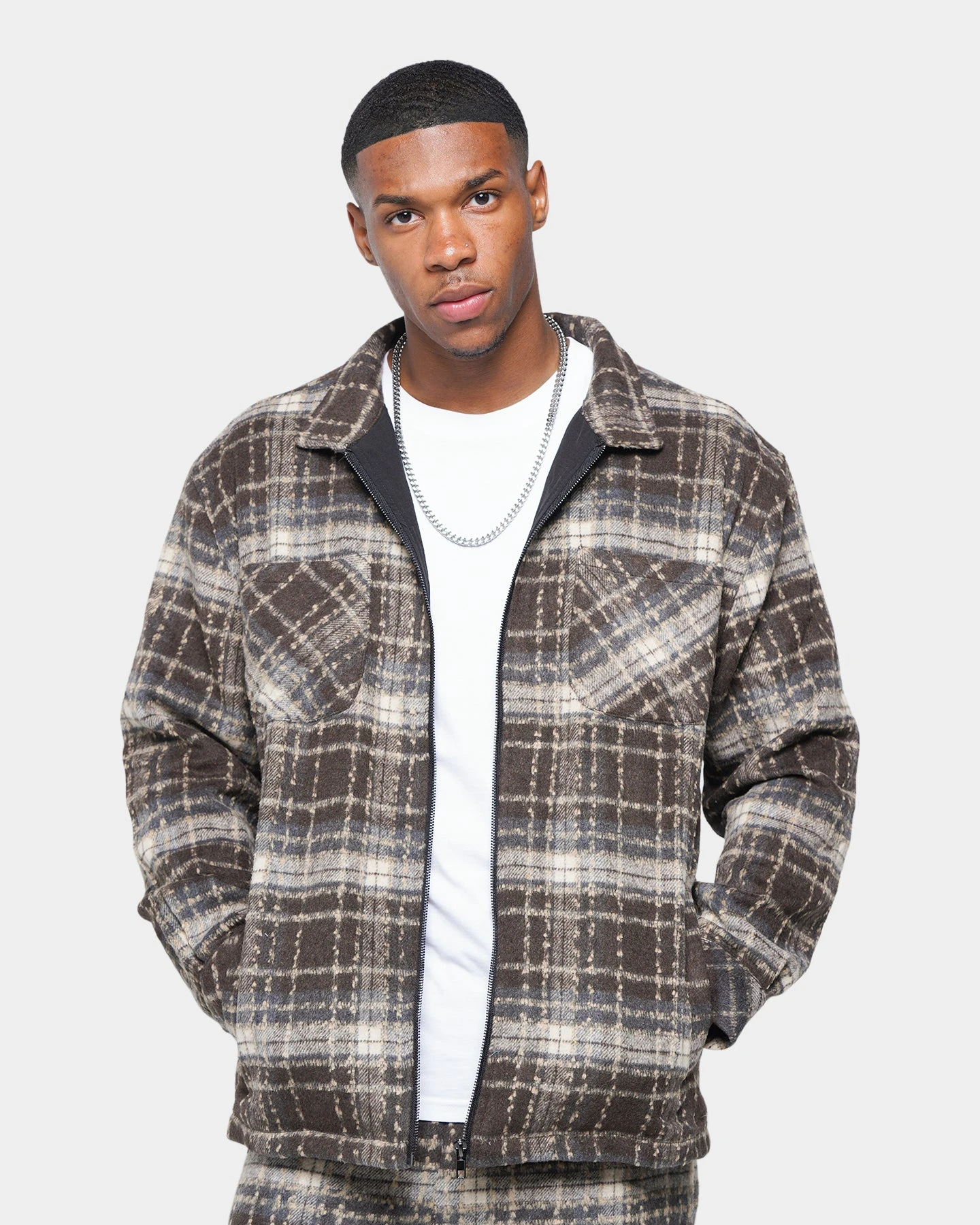 XXIII Vitus Zip Up Flannel Shacket Brown 3 XXIII Vitus Zip Up Flannel Shacket Brown