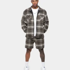 XXIII Vitus Zip Up Flannel Shacket Brown 10 XXIII Vitus Zip Up Flannel Shacket Brown -Nuvora Fit Sales 02030346 YX300 mens 00031