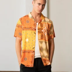 Carre Bandana Ultra Button Up Shirt Orange