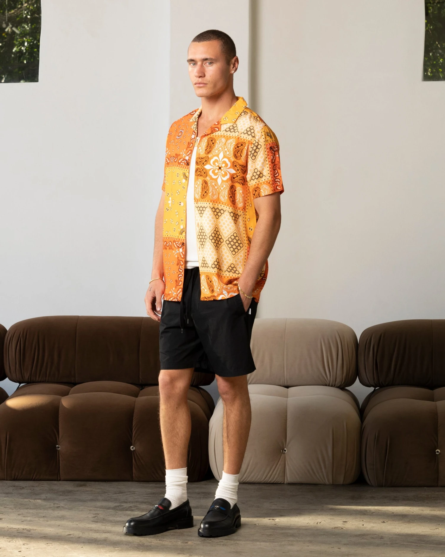 Carre Bandana Ultra Button Up Shirt Orange 4 Carre Bandana Ultra Button Up Shirt Orange - Image 2