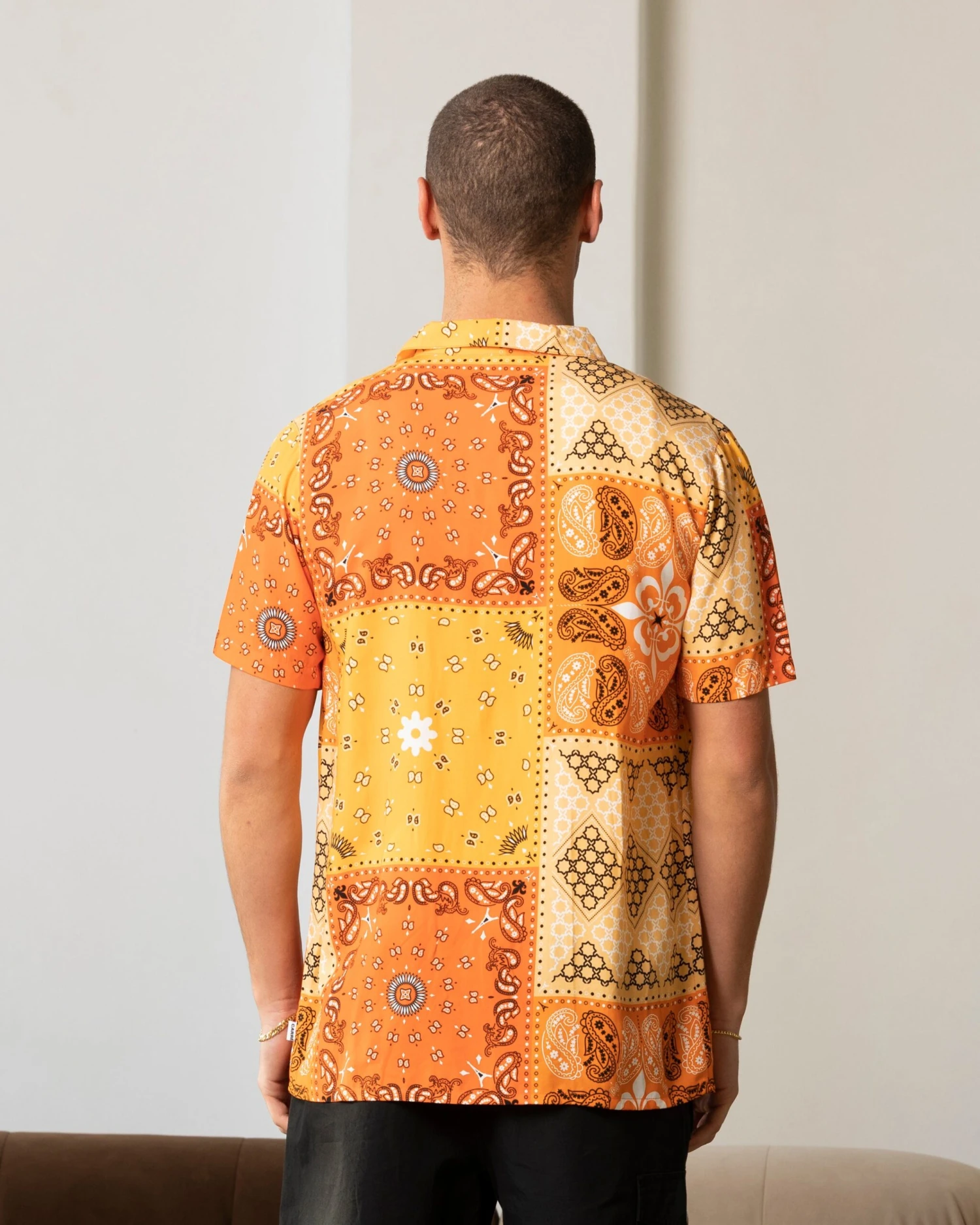 Carre Bandana Ultra Button Up Shirt Orange 6 Carre Bandana Ultra Button Up Shirt Orange - Image 4