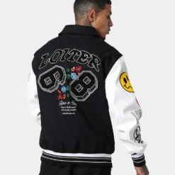 Loiter Flaws Varsity Jacket Black/White -Nuvora Fit Sales 02032916 YB012 mens 0007