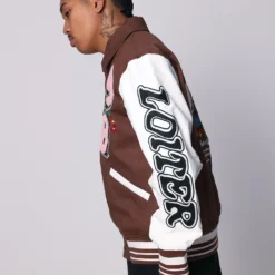 Loiter Flaws Varsity Jacket Brown/Off White -Nuvora Fit Sales 02032916 YB386 mens 000070