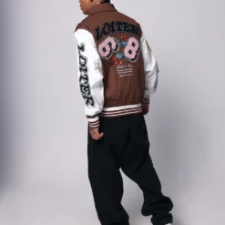 Loiter Flaws Varsity Jacket Brown/Off White -Nuvora Fit Sales 02032916 YB386 mens 000080