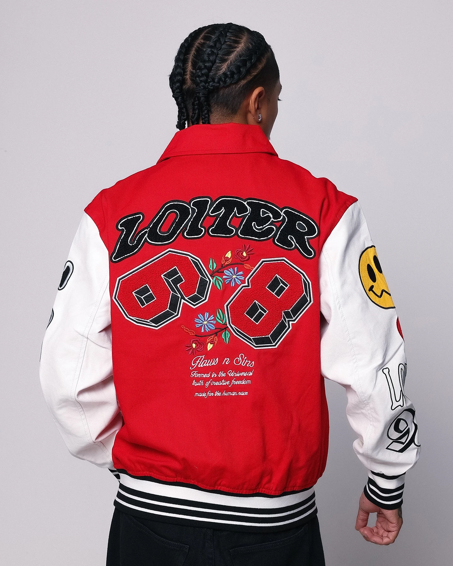 Loiter Flaws Varsity Jacket Red/Off White 6 Loiter Flaws Varsity Jacket Red/Off White - Image 4