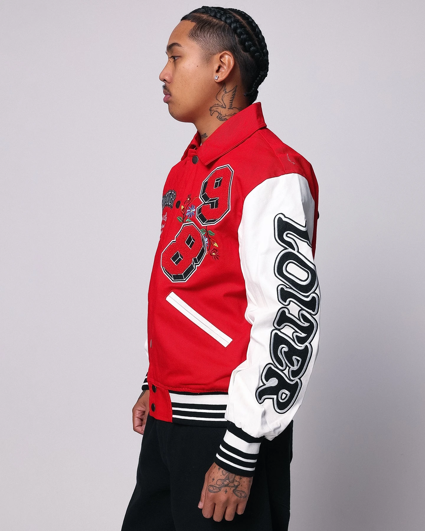Loiter Flaws Varsity Jacket Red/Off White 11 Loiter Flaws Varsity Jacket Red/Off White - Image 9