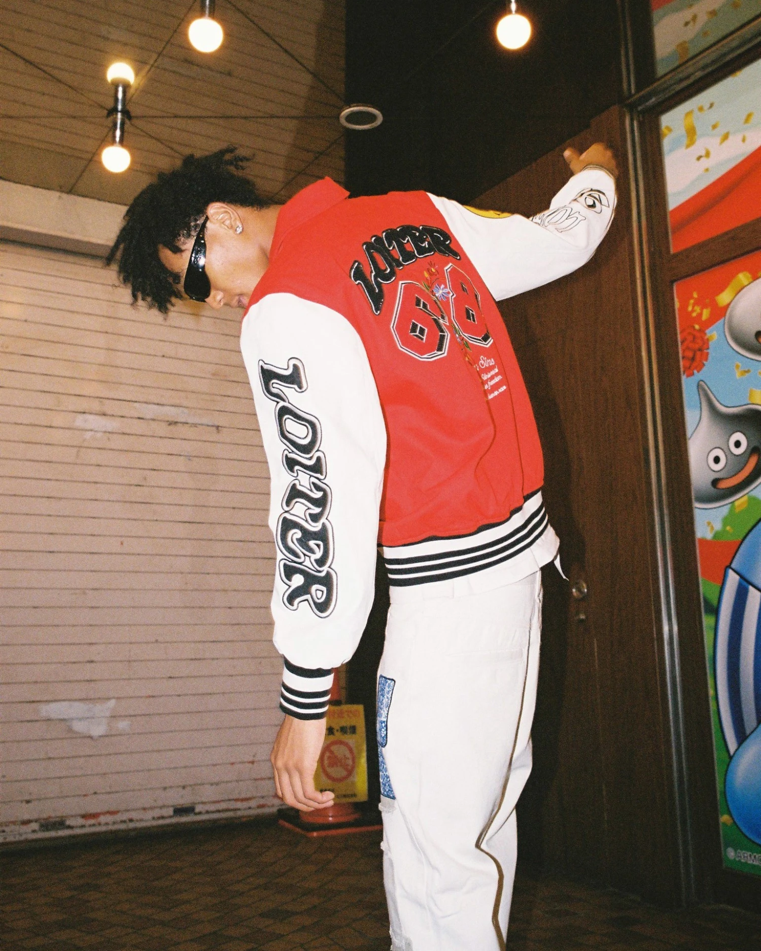Loiter Flaws Varsity Jacket Red/Off White 3 Loiter Flaws Varsity Jacket Red/Off White