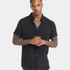 XXIII Dubrovnik Short Sleeve Button Up Shirt Black