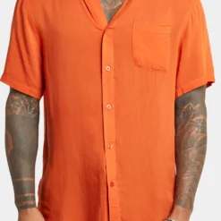 XXIII Dubrovnik Button Up Shirt Dark Orange -Nuvora Fit Sales 02033175 YO232 mens 0030