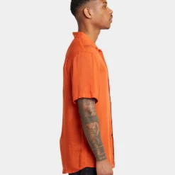 XXIII Dubrovnik Button Up Shirt Dark Orange -Nuvora Fit Sales 02033175 YO232 mens 0050