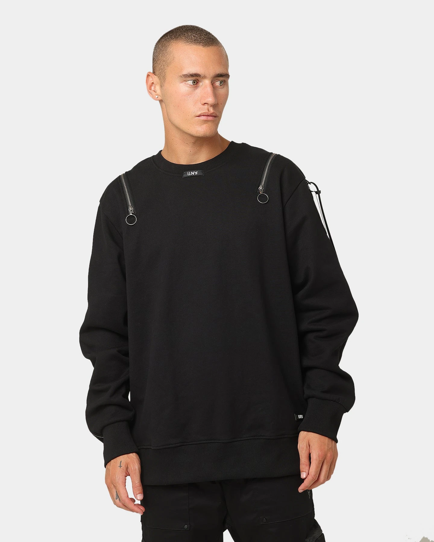 The Anti Order Man Made Zipper Crewneck Black/3M 3 The Anti Order Man Made Zipper Crewneck Black/3M