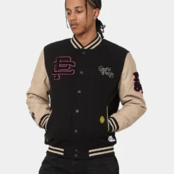 Carre Peace Varsity Jacket Black/Stone