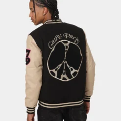 Carre Peace Varsity Jacket Black/Stone -Nuvora Fit Sales 02035165 YB338 mens 020