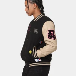 Carre Peace Varsity Jacket Black/Stone -Nuvora Fit Sales 02035165 YB338 mens 070