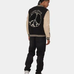 Carre Peace Varsity Jacket Black/Stone -Nuvora Fit Sales 02035165 YB338 mens 080