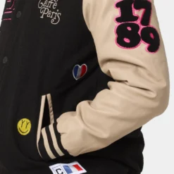 Carre Peace Varsity Jacket Black/Stone -Nuvora Fit Sales 02035165 YB338 mens 090