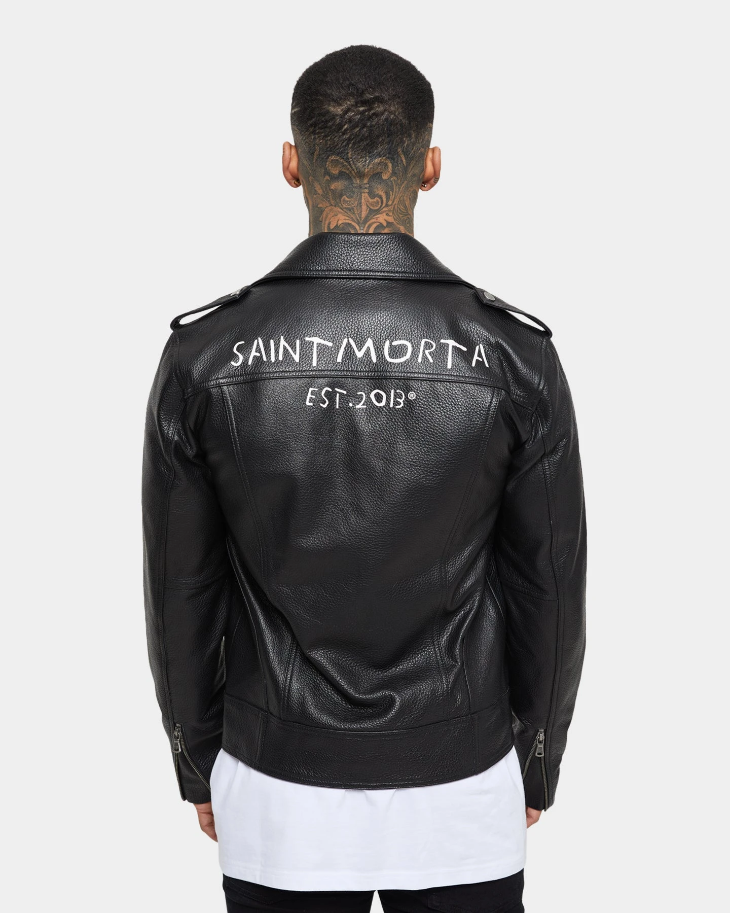 Saint Morta Collector Leather Biker Jacket Black 10 Saint Morta Collector Leather Biker Jacket Black - Image 8