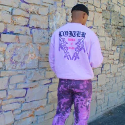 Loiter Born Of Pain Crewneck Purple Tie Dye