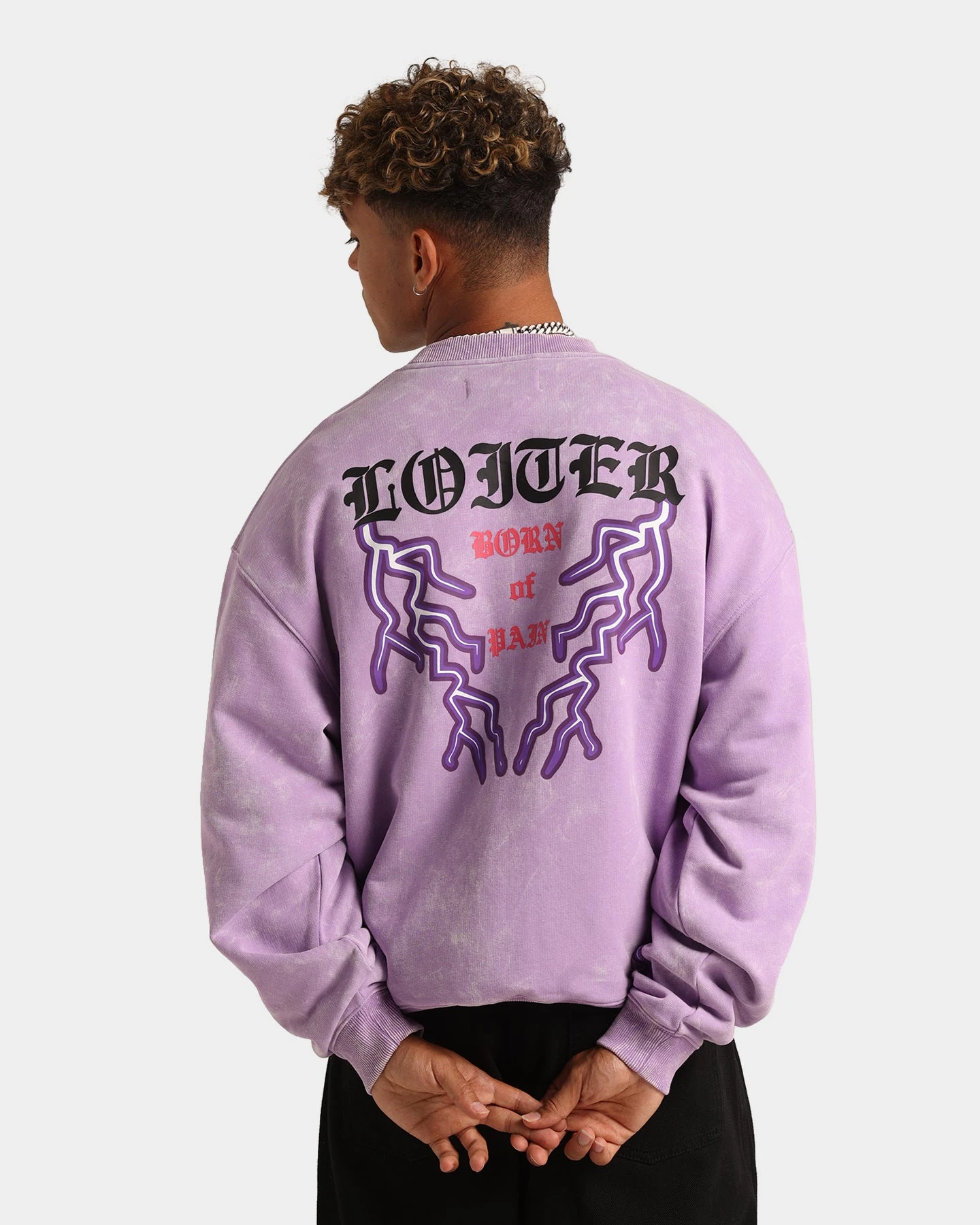Loiter Born Of Pain Crewneck Purple Tie Dye 4 Loiter Born Of Pain Crewneck Purple Tie Dye - Image 2