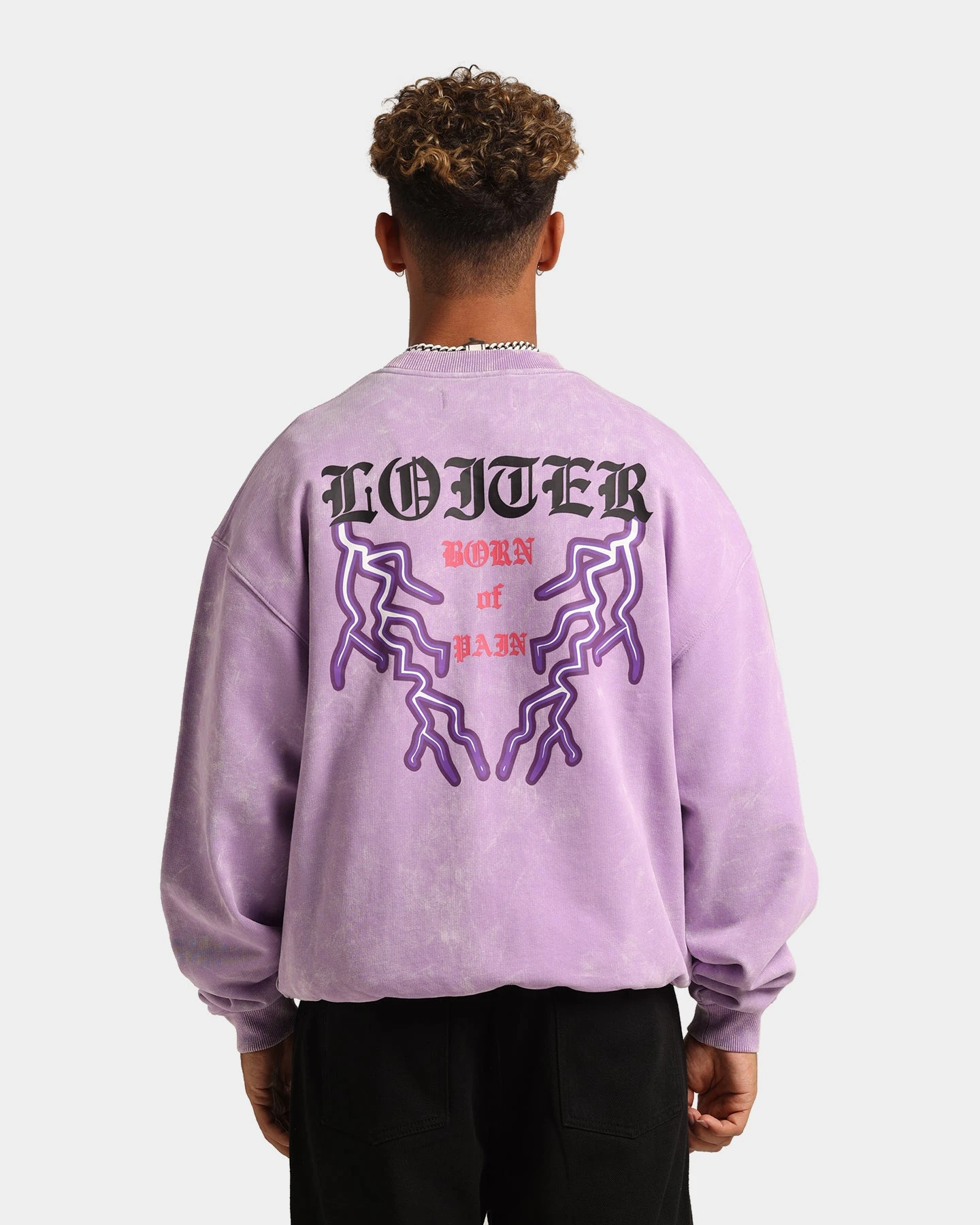 Loiter Born Of Pain Crewneck Purple Tie Dye 7 Loiter Born Of Pain Crewneck Purple Tie Dye - Image 5