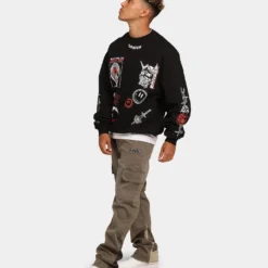 Loiter Hydra Multi Logo Crewneck Black -Nuvora Fit Sales 02035424 YB001 mens 0020