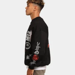 Loiter Hydra Multi Logo Crewneck Black -Nuvora Fit Sales 02035424 YB001 mens 0060