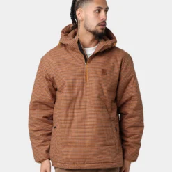 Brixton Cass Half Zip Puffer Jacket Brick