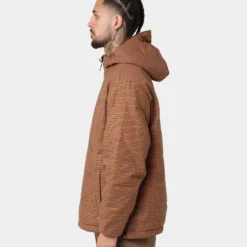 Brixton Cass Half Zip Puffer Jacket Brick -Nuvora Fit Sales 02035439 YX139 mens 0060