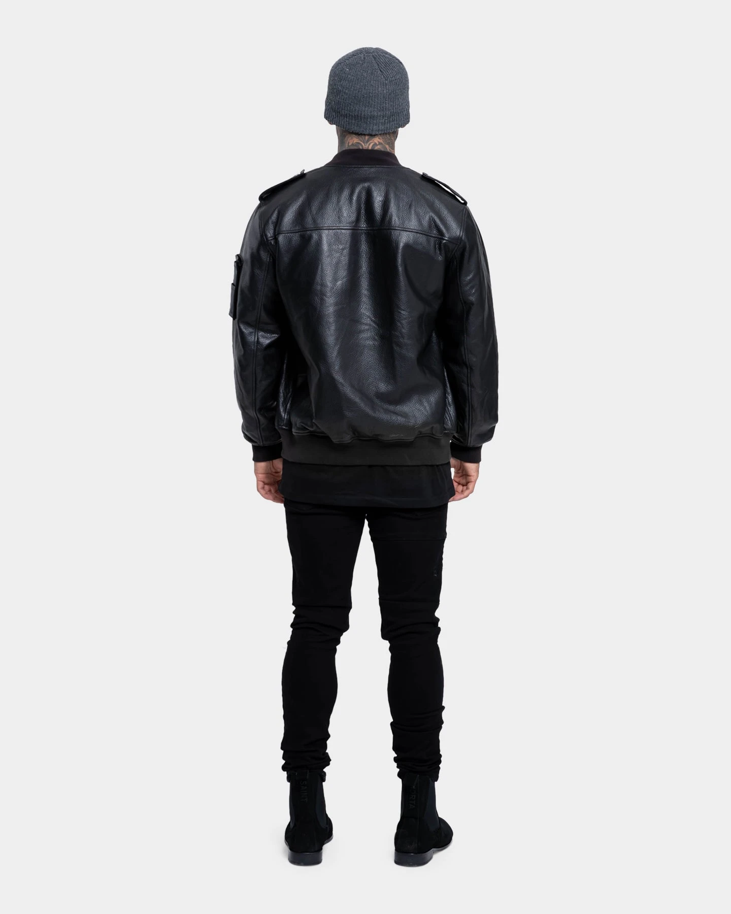 Saint Morta Staten Leather Bomber Jacket Black 5 Saint Morta Staten Leather Bomber Jacket Black - Image 3