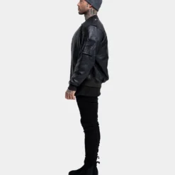 Saint Morta Staten Leather Bomber Jacket Black 12 Saint Morta Staten Leather Bomber Jacket Black -Nuvora Fit Sales 02035578 YB001 mens 00040