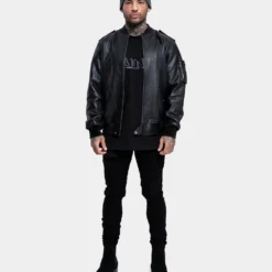 Saint Morta Staten Leather Bomber Jacket Black 15 Saint Morta Staten Leather Bomber Jacket Black -Nuvora Fit Sales 02035578 YB001 mens 00070