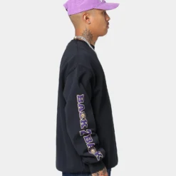 Mitchell & Ness Los Angeles Lakers Champ Crewneck Faded Black -Nuvora Fit Sales 02035965 YB554 mens 00050 bf01cb98 1b2e 49b8 ba3a 9f5619817bc4